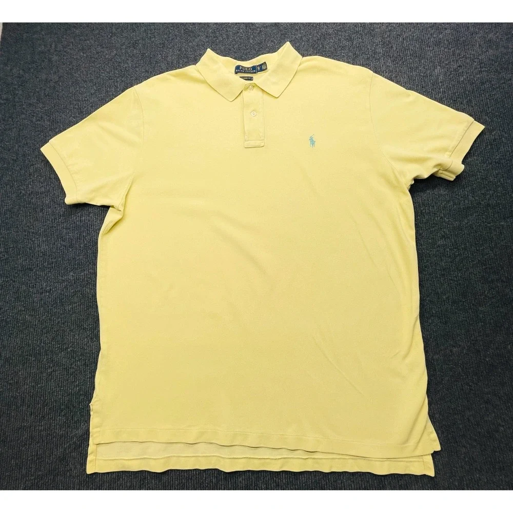 Polo Ralph Lauren Mens XL Yellow Classic Fit Cotton Pique Polo Shirt Preppy